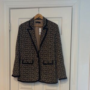 New York & Company Black and Tan Geometric Blazer